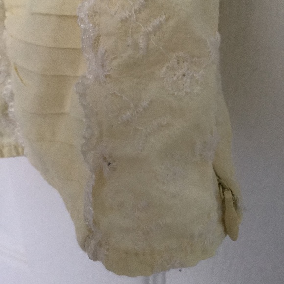 Bebe Yellow/White Eyelet Lace Ruched Corset Top S PRE-OWNED OTHER - Picture 6 of 10
